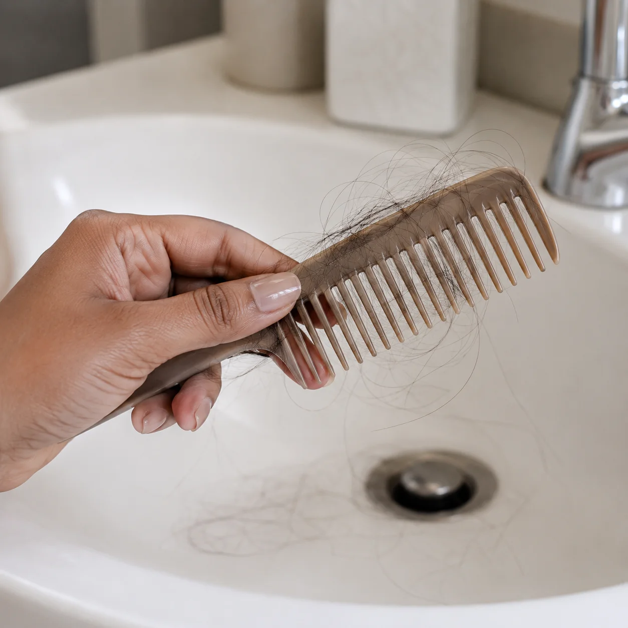 Cabelo caindo no banho